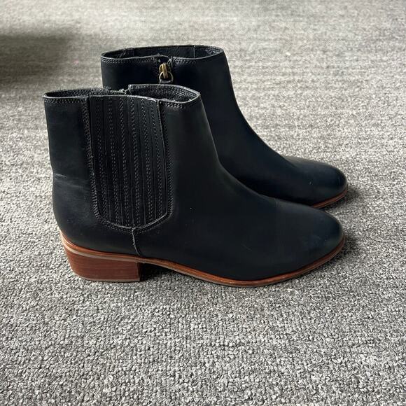 Soludos Delancey Black Leather Ankle Bootie Sz 8 - Picture 4 of 10